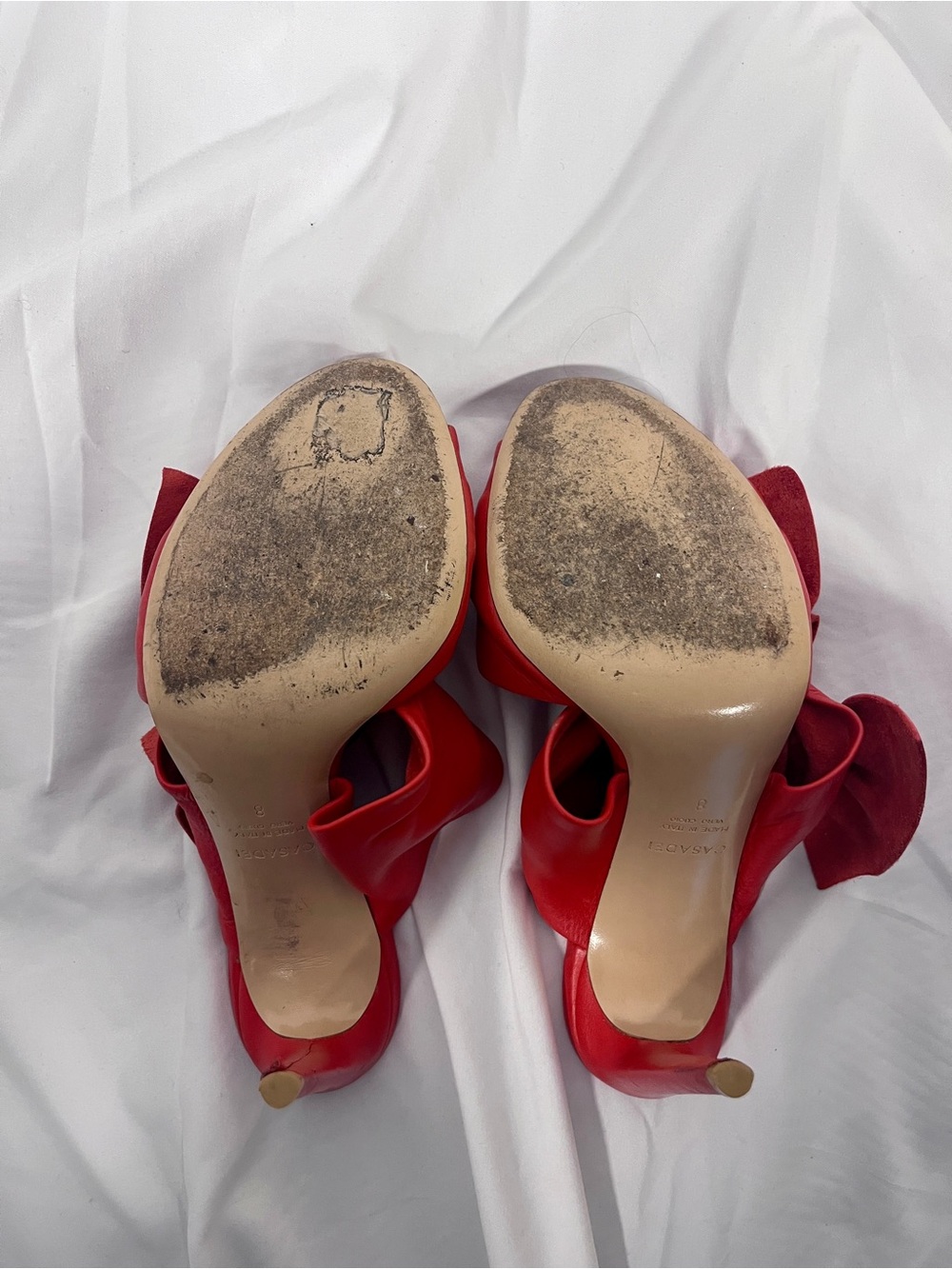 Casadei Leather Bow Accents Slides - Picture 7 of 7